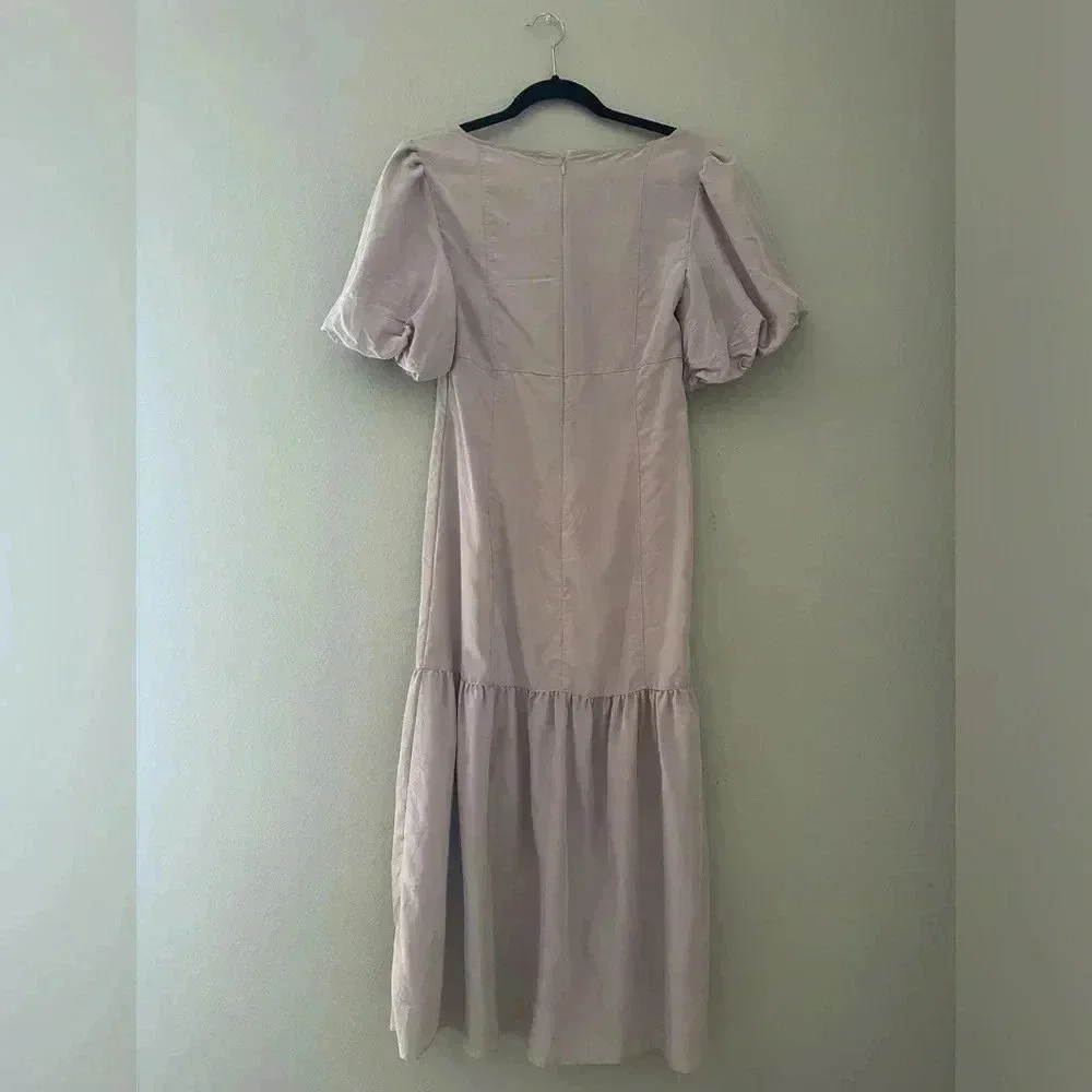 FREE PEOPLE Jordan Puff Short Sleeve Ruffle Hem Midi Dress Size XS